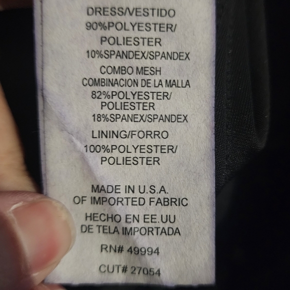 Nightway Women’s 4 Long Maxi Black Velvet Dress Side Slit Mesh Front LBD EUC - Picture 8 of 8